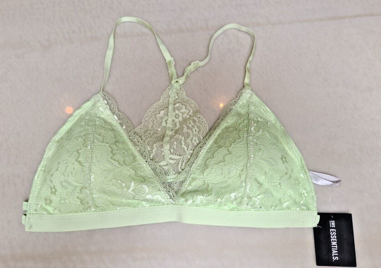 SWS Intimates Bra Green Lace Bralette Size Large Racerback NWT