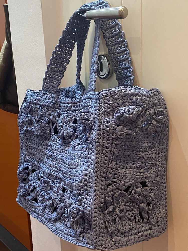 Handmade Raffia-Style Crochet Tote Bag Dior Inspired