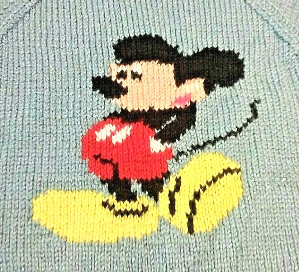 Nuevo Suéter Pullover Mickey Mouse Manga Raglán para Niños Tejido a Mano 2T a 5T Foto 2 de 4