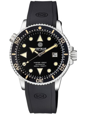 Deep Blue MASTER 1000 II 44MM AUTOMATIC DIVER BLACK VINTAGE LUME CERAMIC BEZEL