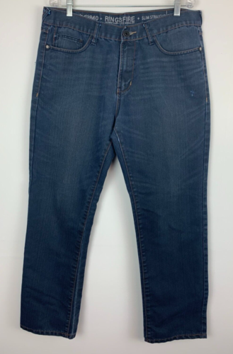 Ring of Fire Slim Straight Jeans Rustic Drive Men 36x32 Cotton Polyester Denim - Picture 1 of 4
