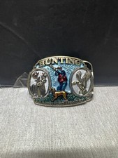 HUNTING AN AMERICAN TRADITION VINTAGE BELT BUCKLE DEER DUCK DOG