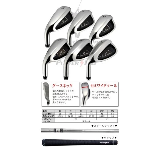 Left hand Power Bilt golf grand slam iron set  6pcs 6-P,S PT Steel shaft  SR new - Image 2 of 3