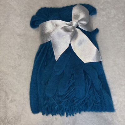 New York Company Scarf Gift Set Aqua Blue Scarf Gloves New