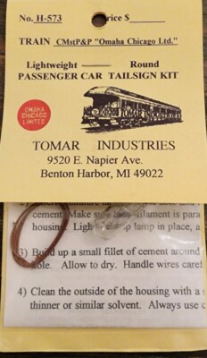 Tomar Industries HO H-406 Passenger Car Tailsign Kit CMstP&P ''Omaha Chicago Ltd.