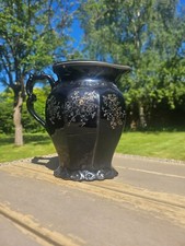 Jackfield Ware Black Pewter, Enamel Floral, 18th-19th Century - Good Condition