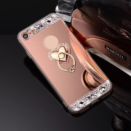 Bling Diamond Crystal Ring Holder Kickstand Mirror Makeup back Soft Case Cover - Picture 12 of 12