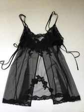 Y2K Victoria Secret Side Ties Lingerie Chemise Slip Sheer Lace Whimsigoth