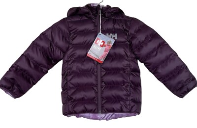 Helly Hansen Jacket Girls Size 4 Puffer Purple Reversible Hooded Coat 