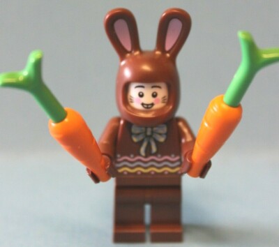 Lego  Minifig brauner Osterhase mit 2 Möhren Eastern Rabbit 