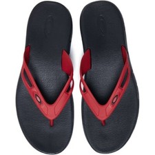 NEW Oakley 12 Ellipse Flip Sandal Men's Leather Upper-Black/Red, 15204-465