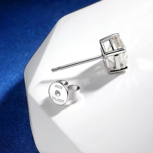 0.4-2ct Princess Cut D VVS1 Moissanite Stud Earrings Women 14K White Gold Plated - Picture 7 of 15
