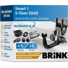 ANHÄNGERKUPPLUNG für Smart 1 ab 23 vert. abnehmbar BRINK +13pol E-Satz BRINK
