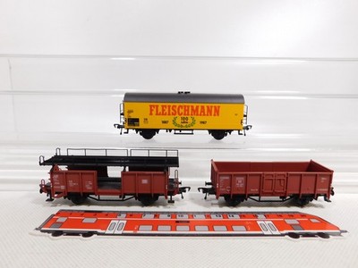 DO30-0, 5 #3x Fleischmann H0 Dc Freight Car DB Laaes Omm Tmms 100 J 1887 1987