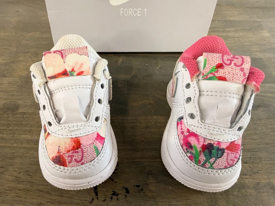 Toddler Nike Air Force 1 EasyOn Shoes Designer Custom FN0236 111 - Size 2C - Image 3 of 4