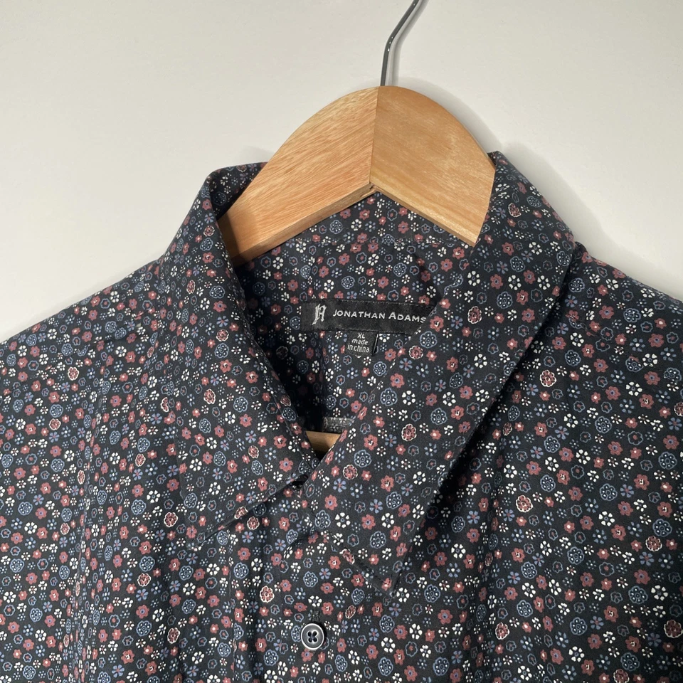 Jonathan Adams Men's Black Floral Print Short Sleeve Button Up Shirt Size XL - image 2 of 4