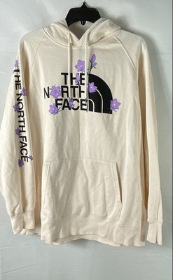 The North Face Women's Cream Floral Graphic Logo Pull-Over Hoodie Sz 3XL
