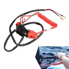 1 PC Motorcycle Boat Safety Kill Stop Switch, with Connector Tether Lanyard,