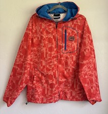 Ecko Function Jacket Orange Geometric Windbreaker Y2K Full Zip Hooded Mens Sz M