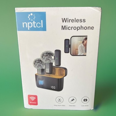 NPTCL 2 Pack Wireless Lavalier Microphone for iPhone & Android [Factory Sealed]