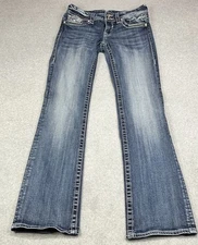 Vigoss Jeans Womens Size 28 The Chelsea Boot Cut Crystal Buttons Heavy Flair