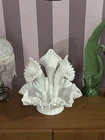 Fenton Vintage Milk Glass Hobnail 3-Horn Trumpet Epergne Centerpiece Vase