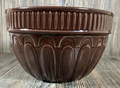 Real Home Let Us Entertain You! Brown Serving/Mixing Bowl 9.25in Stoneware VTG
