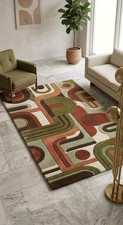 Hand Tufted New Zealand Wool Rug,4 6 ft,Retro Geometric Modern Abstract Area Rug