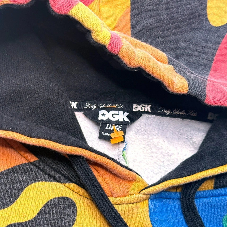DGK Hoodie Large Multicolor Camo Pullover Skate Streetwear Sweatshirt Men's - Image 2 of 4