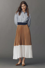 NWT Anthropologie The Somerset Colorblock Pleated Twofer Maxi Dress, $228 NEW!