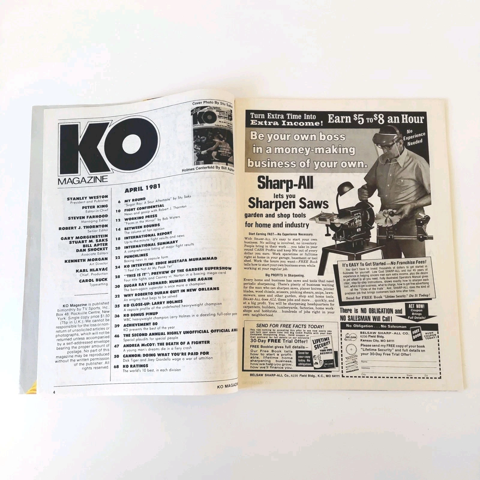 KO Magazine April 1981 Sugar Ray Leonard Cover | LARRY HOLMES POSTER - Picture 3 of 11