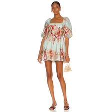 Zimmermann The Mae Cut-Out Floral Linen Mini Dress Size 1 US 4