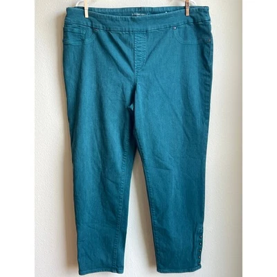 Chico's Brigitte So Slimming Button-Cuff Ankle Legging Pants Size 3.5/ XL Teal - Image 1 of 4
