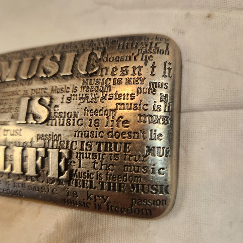 MUSIC IS LIFE Hebilla de Cinturón Unisex Hombre Mujer Cita Músico De Colección Rockabilly Foto 3 de 4