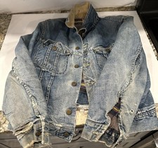 VTG 70s Lee Storm Rider Denim Jean Lined Trucker Jacket Sz 40 REG AS IS Thrashed