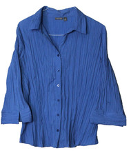 APT 9 BLOUSE ladies size 3X medium gray blue 3/4 sleeve silky crinkle fabric