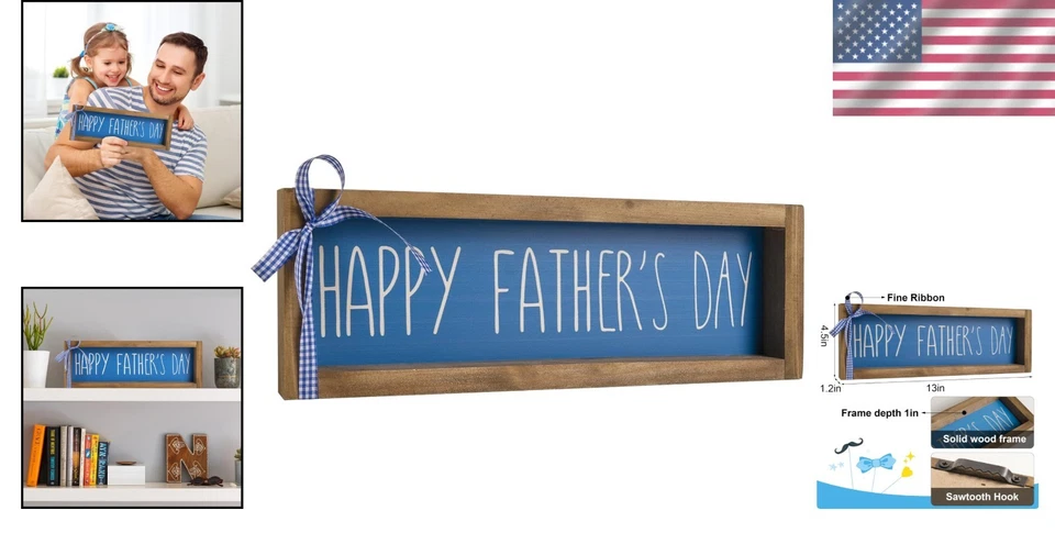 Placa de madeira personalizada para o Dia dos Pais - Presente sincero para decoração de casa - Imagem 2 de 4