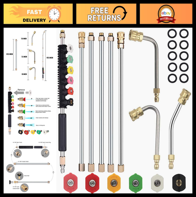 #ad Pressure Washer Extension Wand Upgrade 30° 90° 120° Curved Rod Quick Connec $52.19