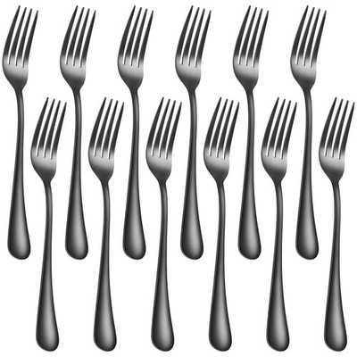 Black Forks Food-Grade Stainless Steel Dinner Forks 12 Piece Kitchen Forks 8 ...