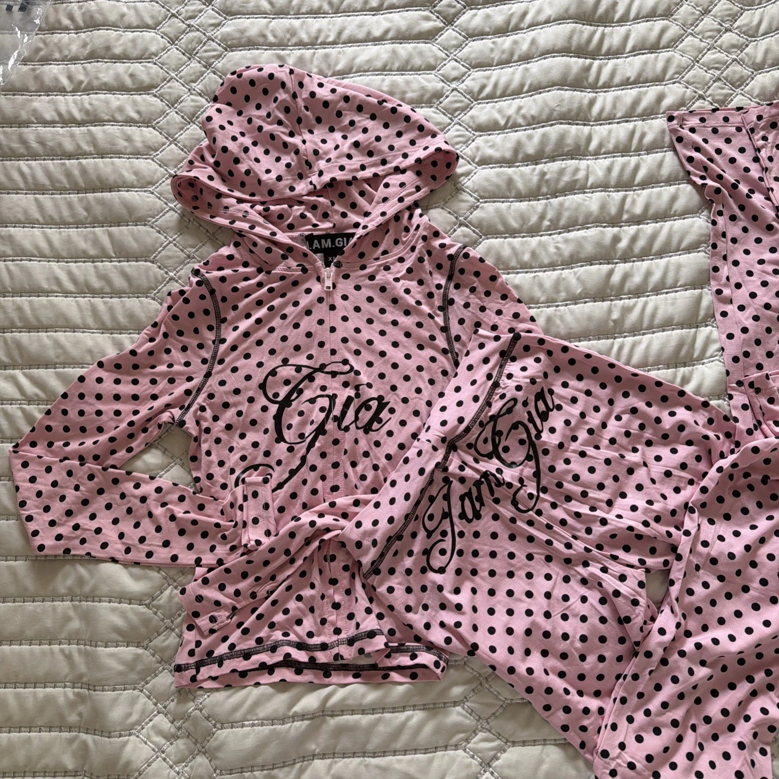I.AM.GIA. Blare Hoodie & Trackpants Set PINK POLKA DOT XS