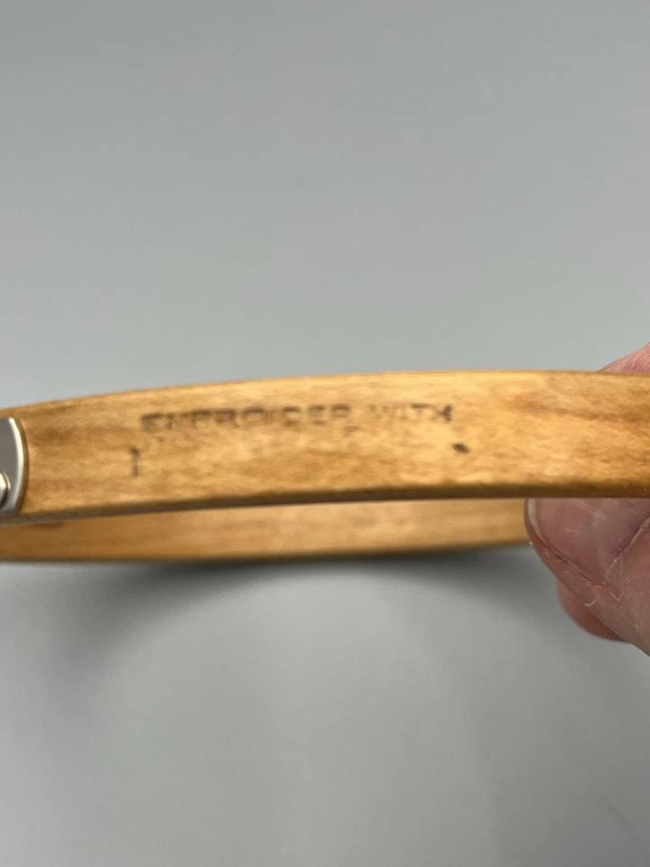 Antique Queen Wooden Embroidery Hoop 5” Tension Wheel Felt Lined - Made in USA - Image 3 of 4