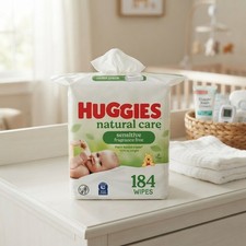Plant-Based Huggies Baby Wipes, 184 Count Unscented - Eco-Friendly Gentle Care