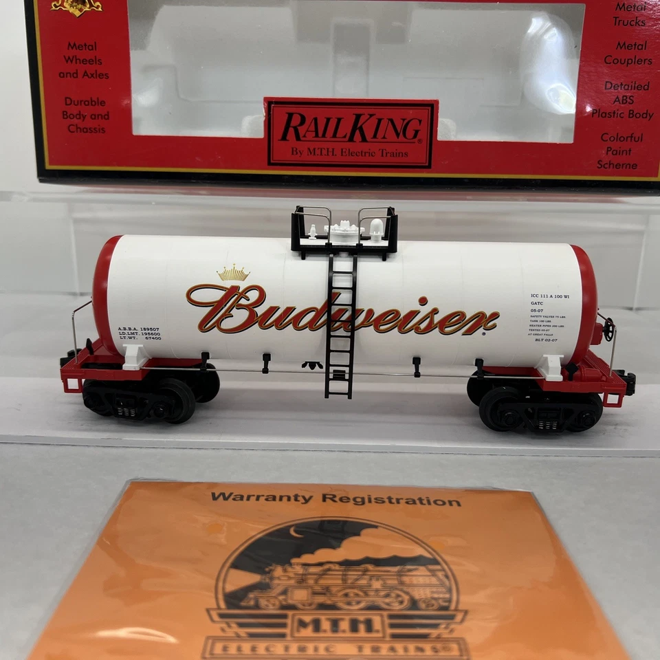 MTH RailKing 30-73226 Anheuser Busch Budweiser Beer Modern Tank Car New O Gauge - Image 2 of 4