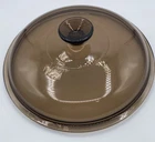 Pyrex Visions  Lid Amber Brown 10 1/2" Glass Round Replacement Corning Ware