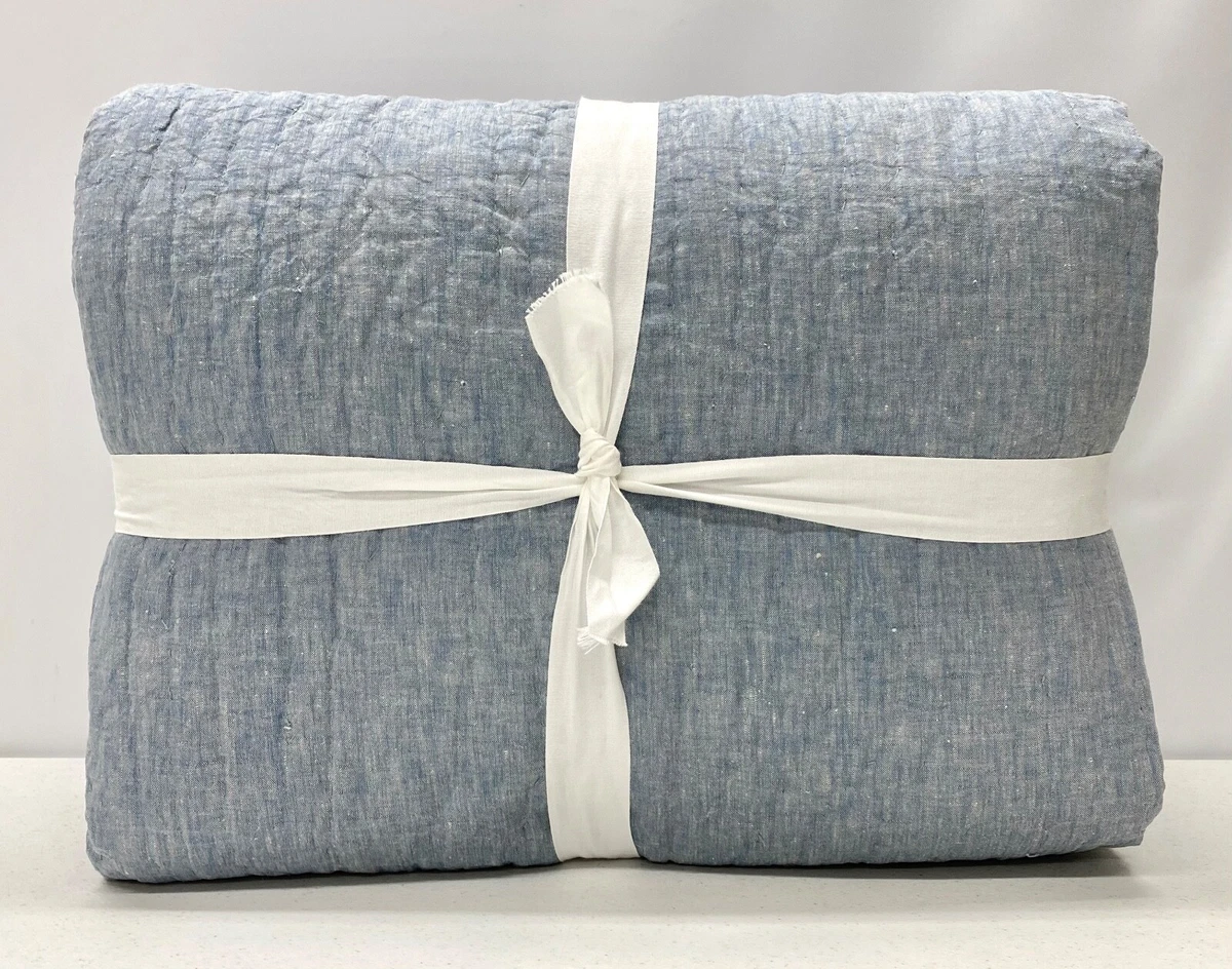 Pottery barn flax linen cheap quilt