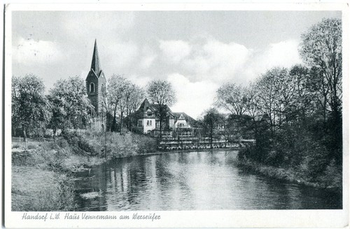 AK HANDORF /Westf. /MÜNSTER Haus Vennemann am Werseufer 50er - 第 1/1 張圖片
