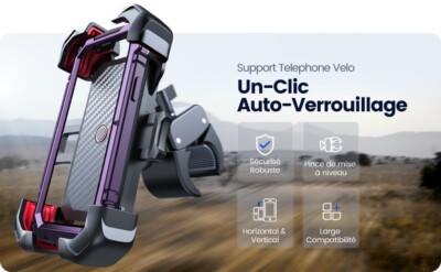 JOYROOM Support Téléphone Vélo Moto Anti-Vibrations 150mph - Verrou Sécurité 360° Rotation Universel