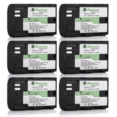 6x Decoded LP-E6 Battery For  EOS 5D Mark II III 6D 60D 7D 70D Camera