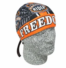 Freedom Rider Black Orange Shield Durag Headwrap Bandanna Sweatband Ships Free