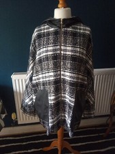 Maxmara Marella Emme Plaid & Faux Leather Hooded Jacket, Uk20 Nwt
